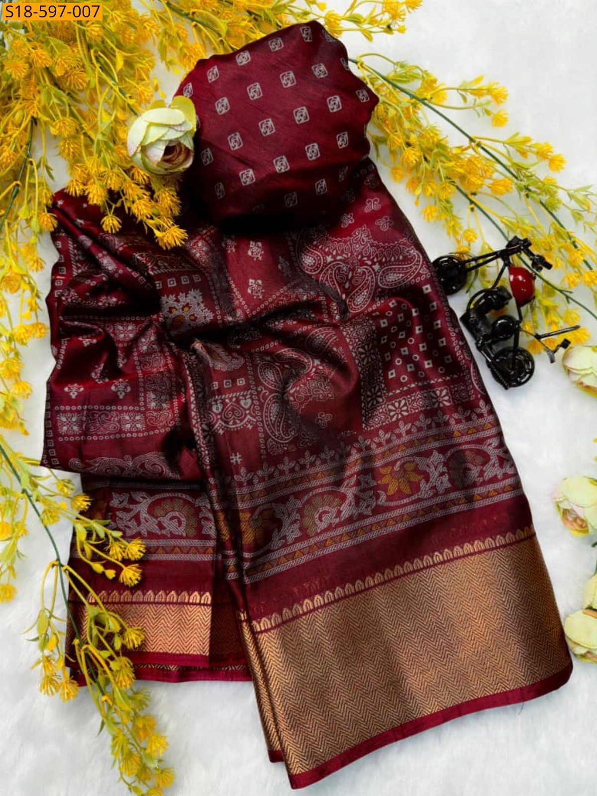 Maroon Soft bleck dola silk sarees