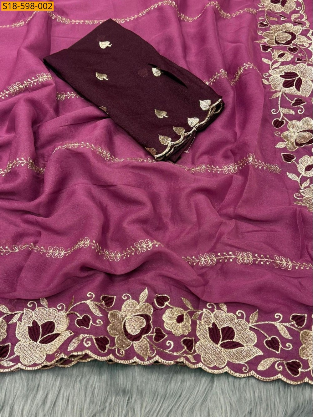 Star Georgette Embroidery Saree