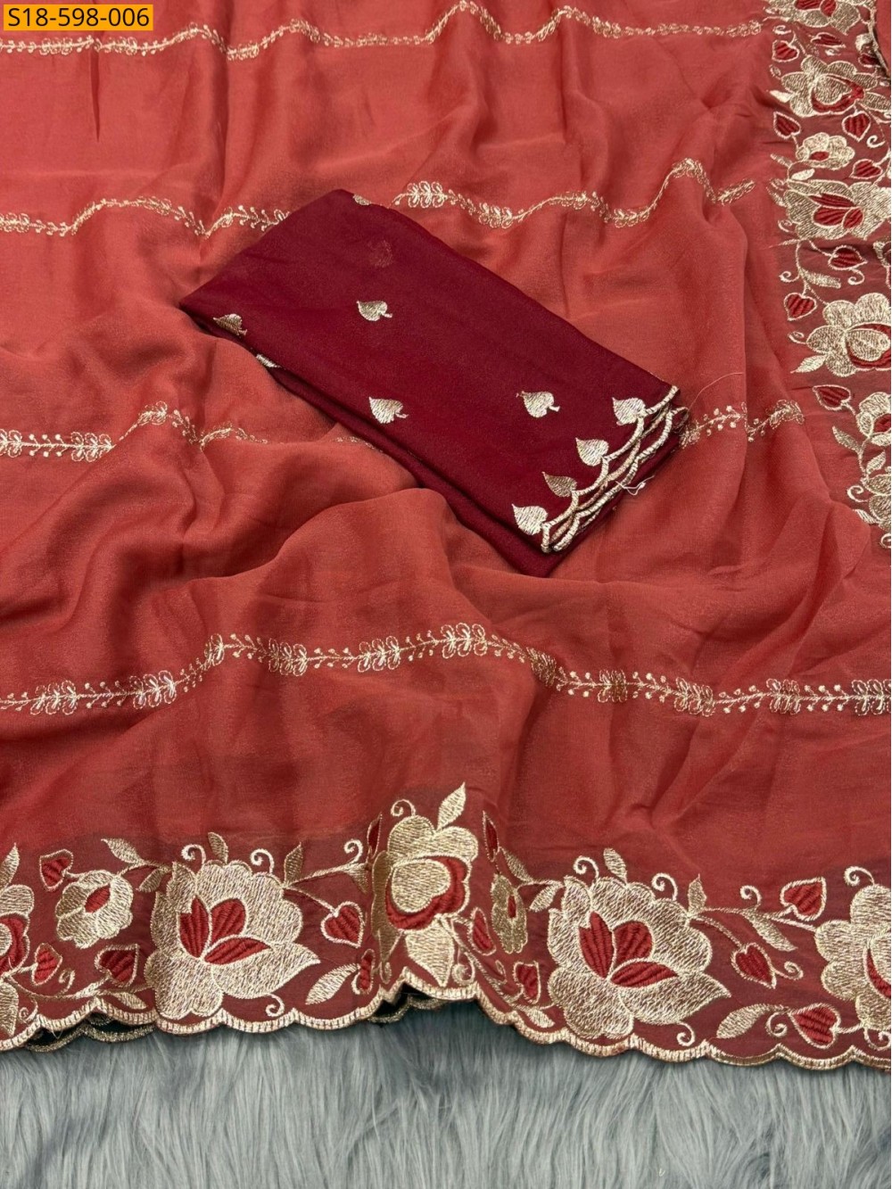 Star Georgette Embroidery Saree