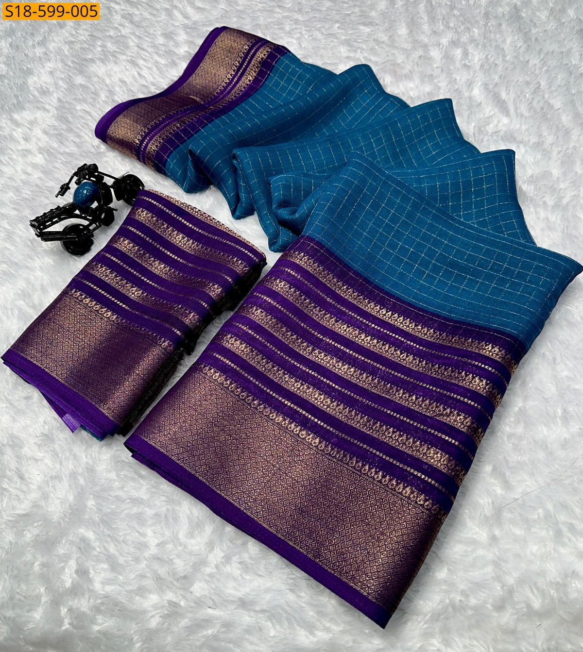 Blue Fancy Mysore Silk Saree
