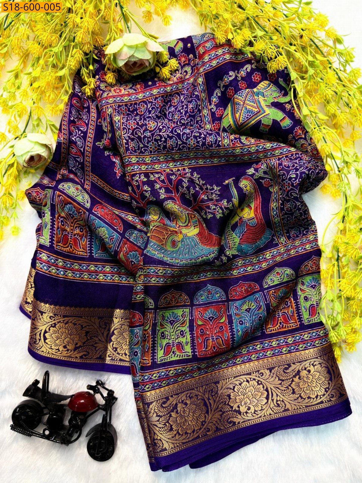 Navy Blue Fancy Marshmellow Saree