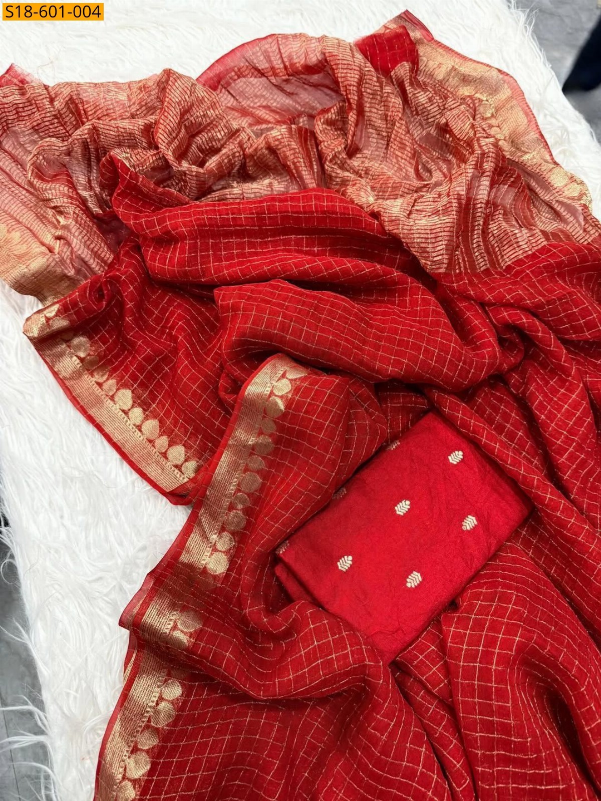 Red Viscose georgette Sarees