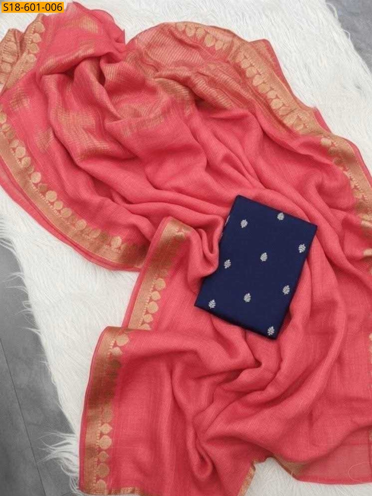 Peach Viscose georgette Sarees