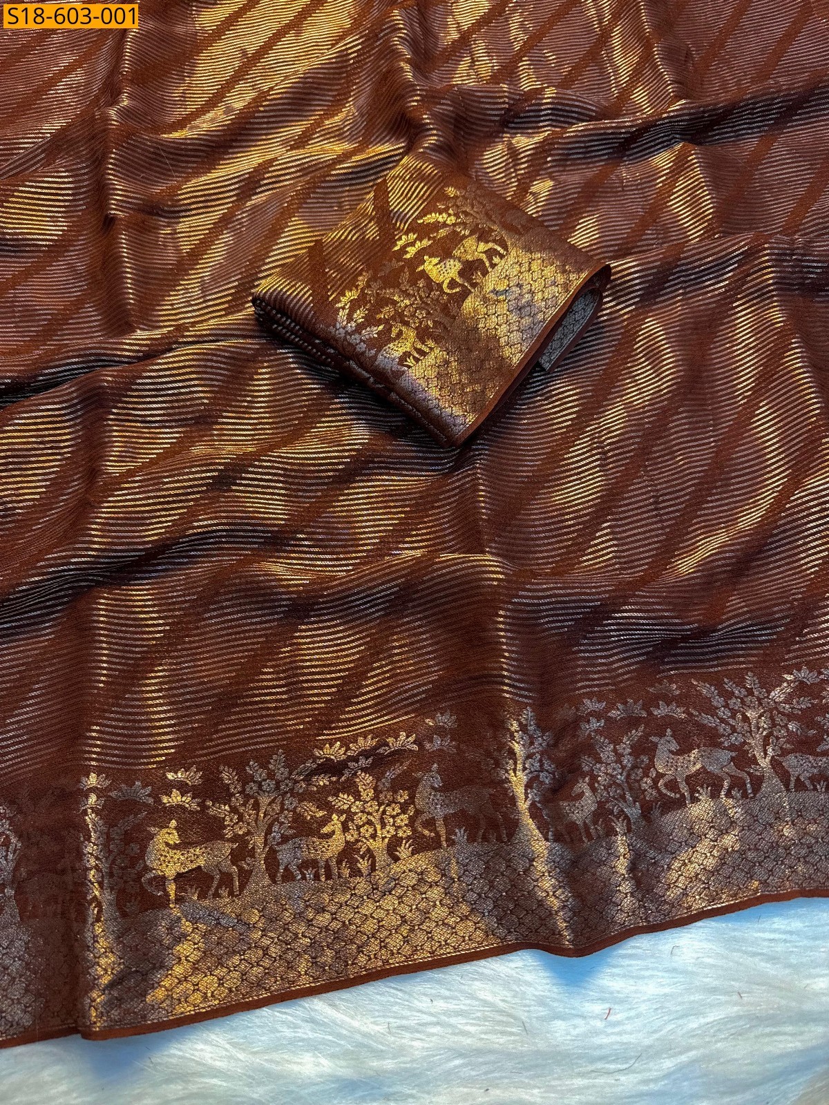 Maroon Fancy Viscose tissue Sarees