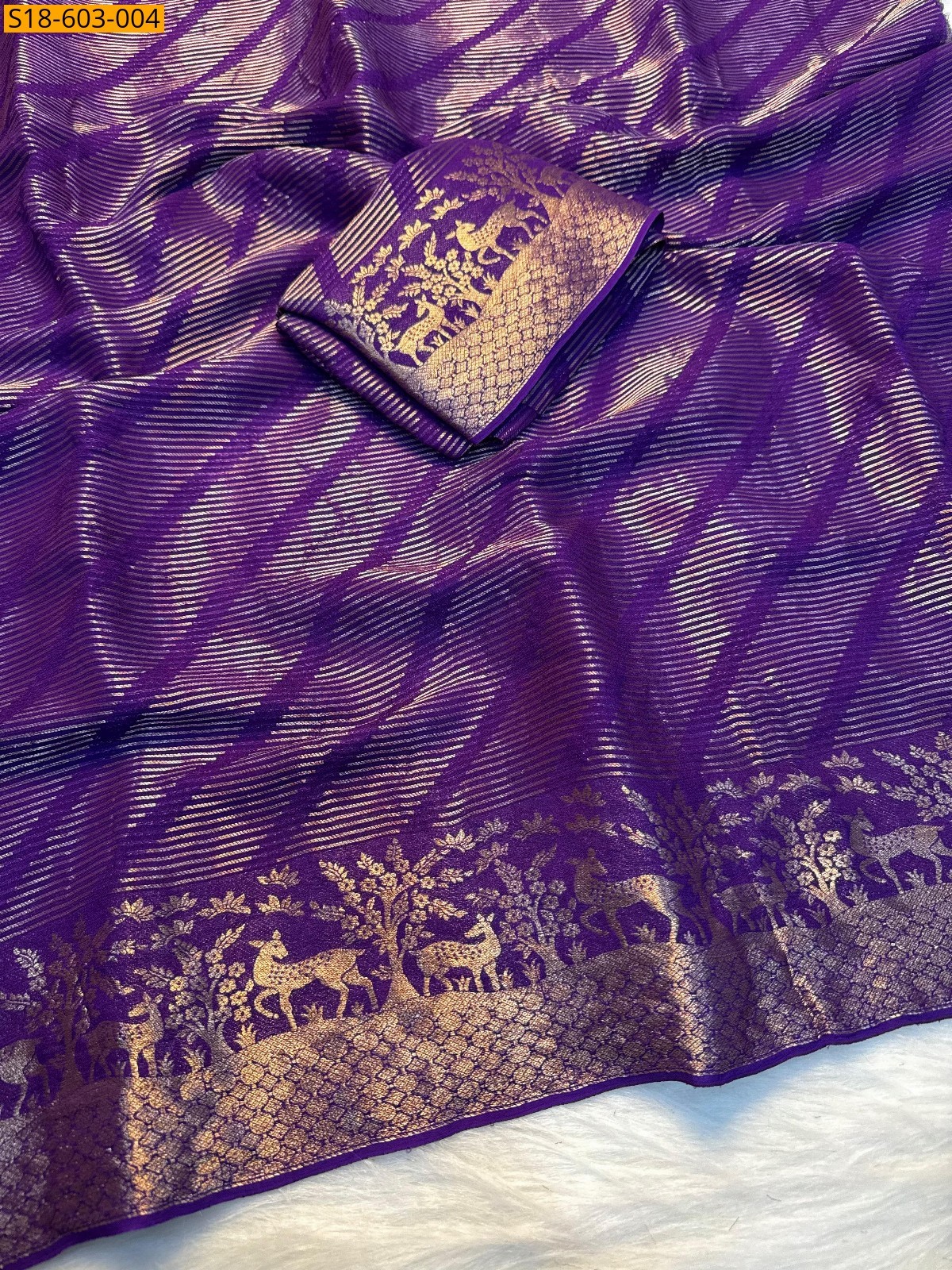 Violet Fancy Viscose tissue Sarees
