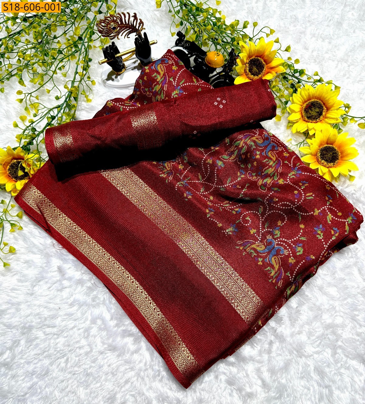 Maroon Georgette printed Sarees