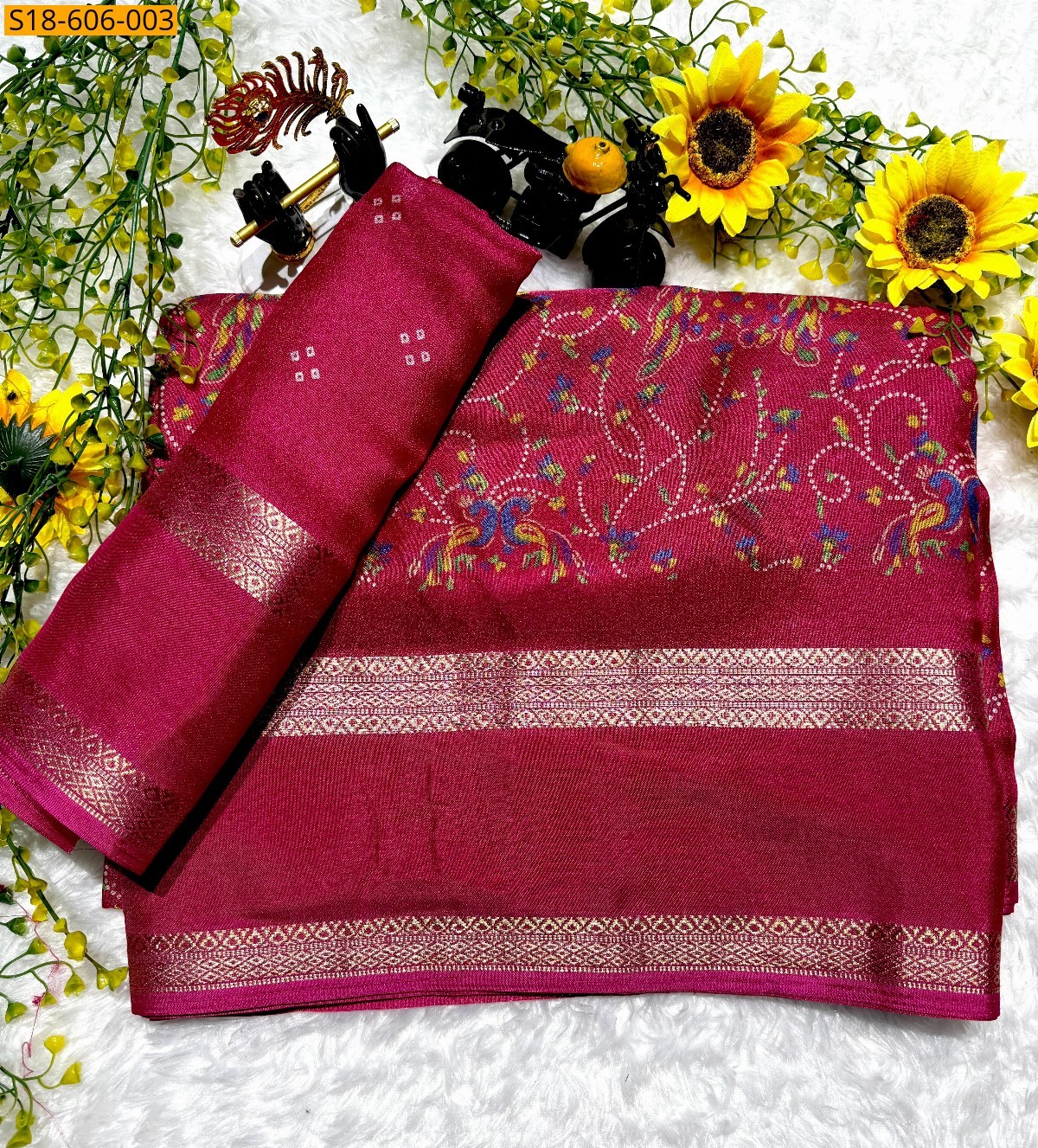 Pink Georgette printed Sarees