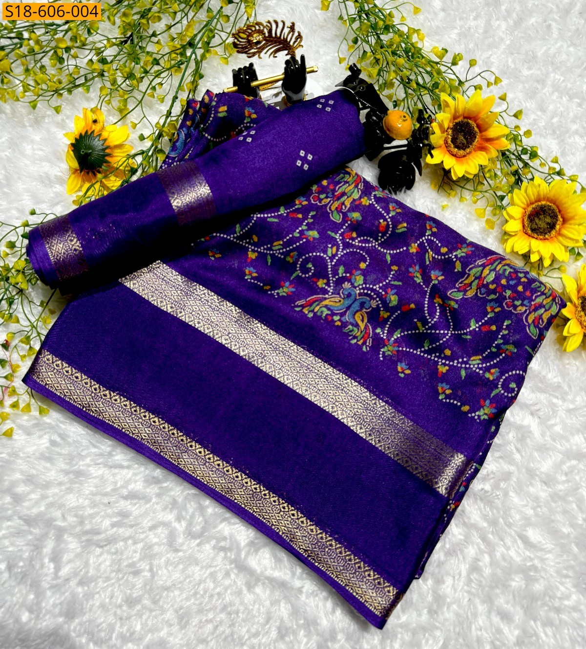 Violet Georgette printed Sarees
