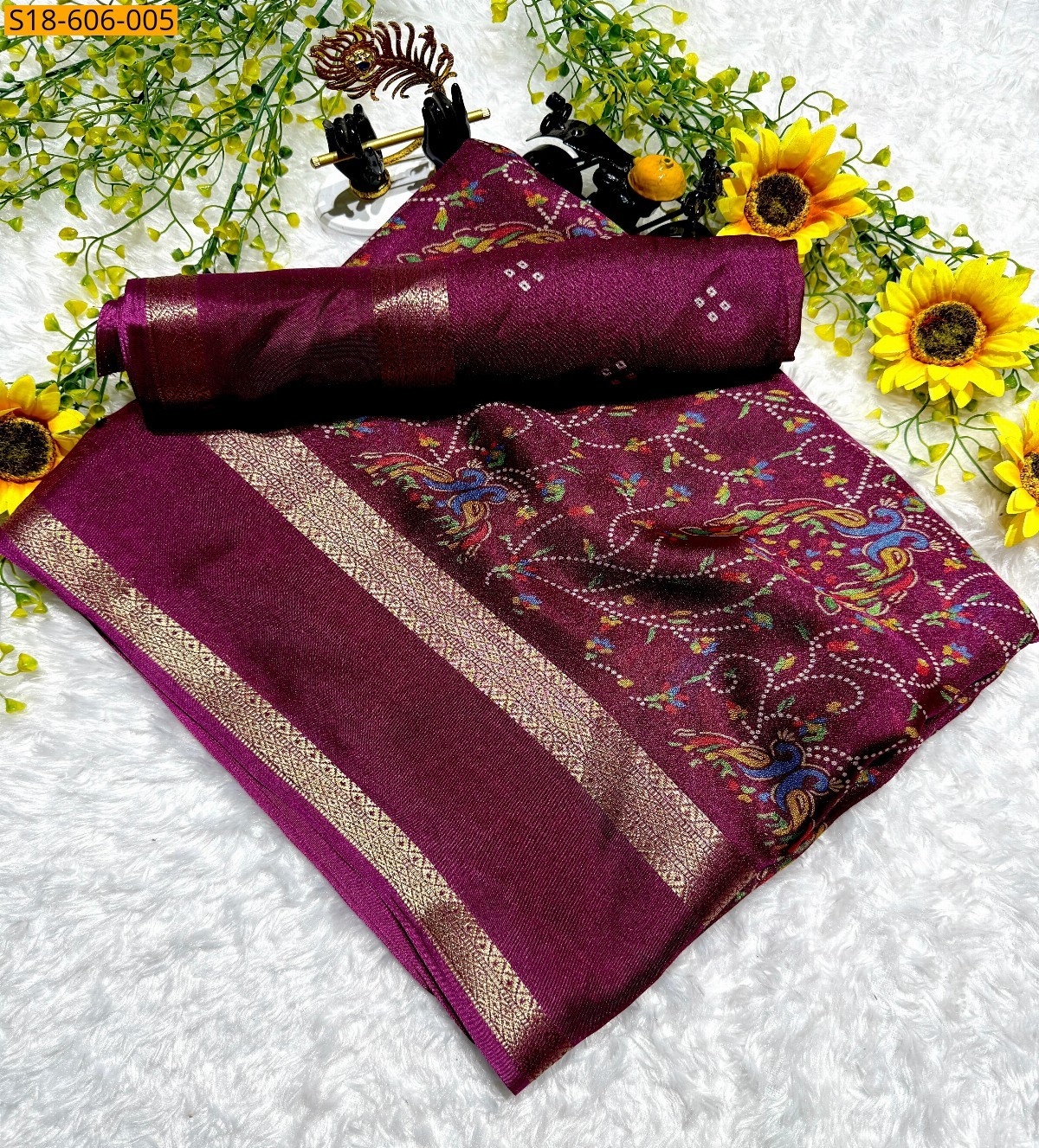 Maroon Georgette printed Sarees