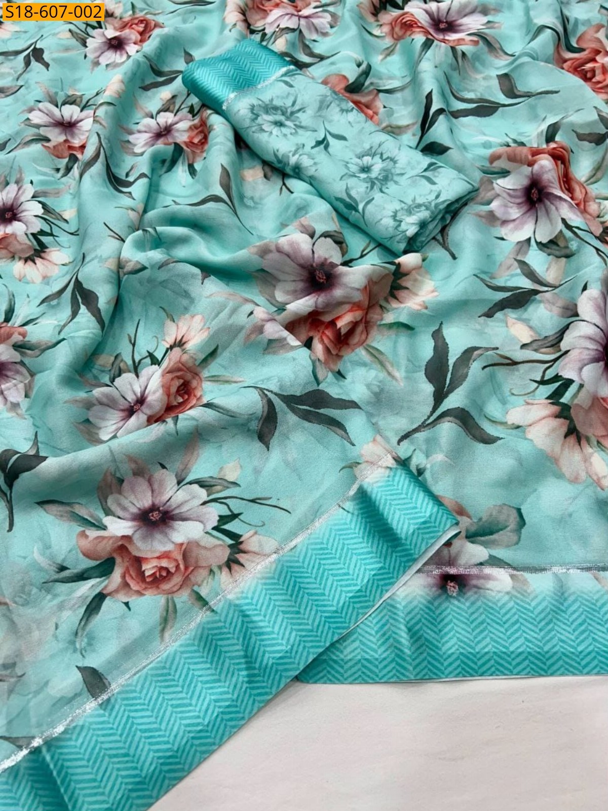 Sky Blue Viscose soft silk Sarees