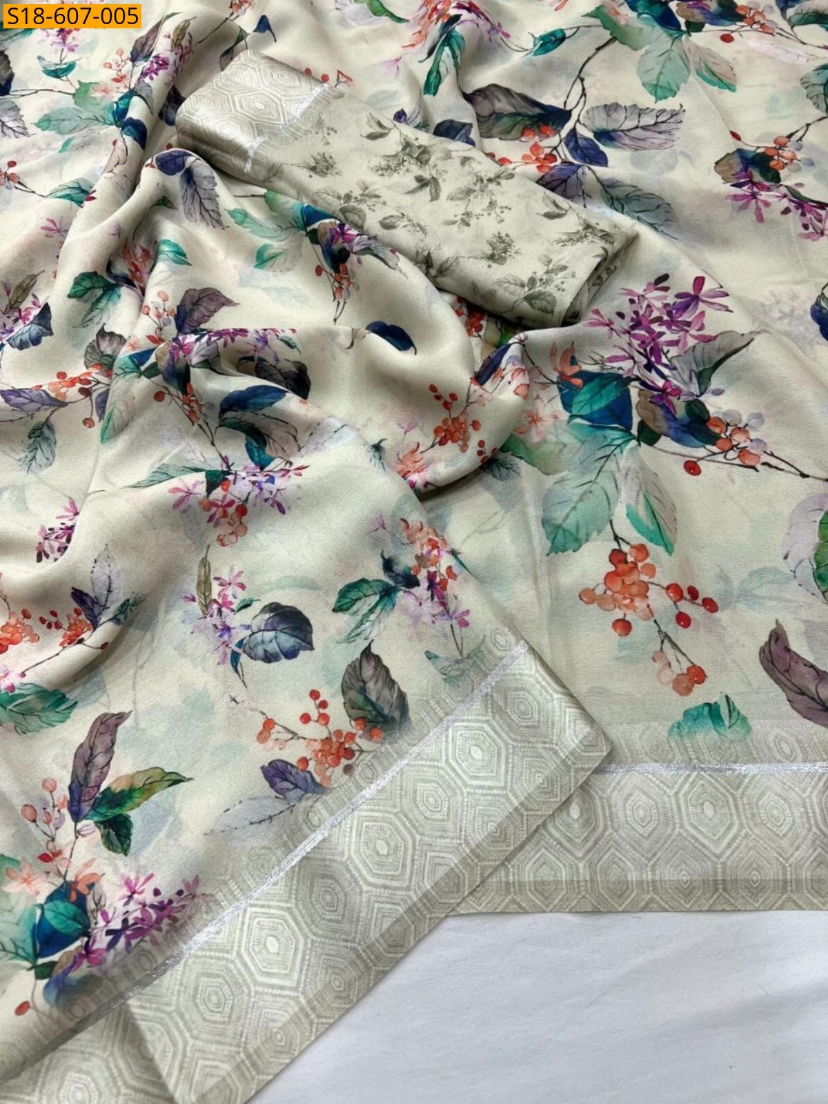 Cream Color Viscose soft silk Sarees