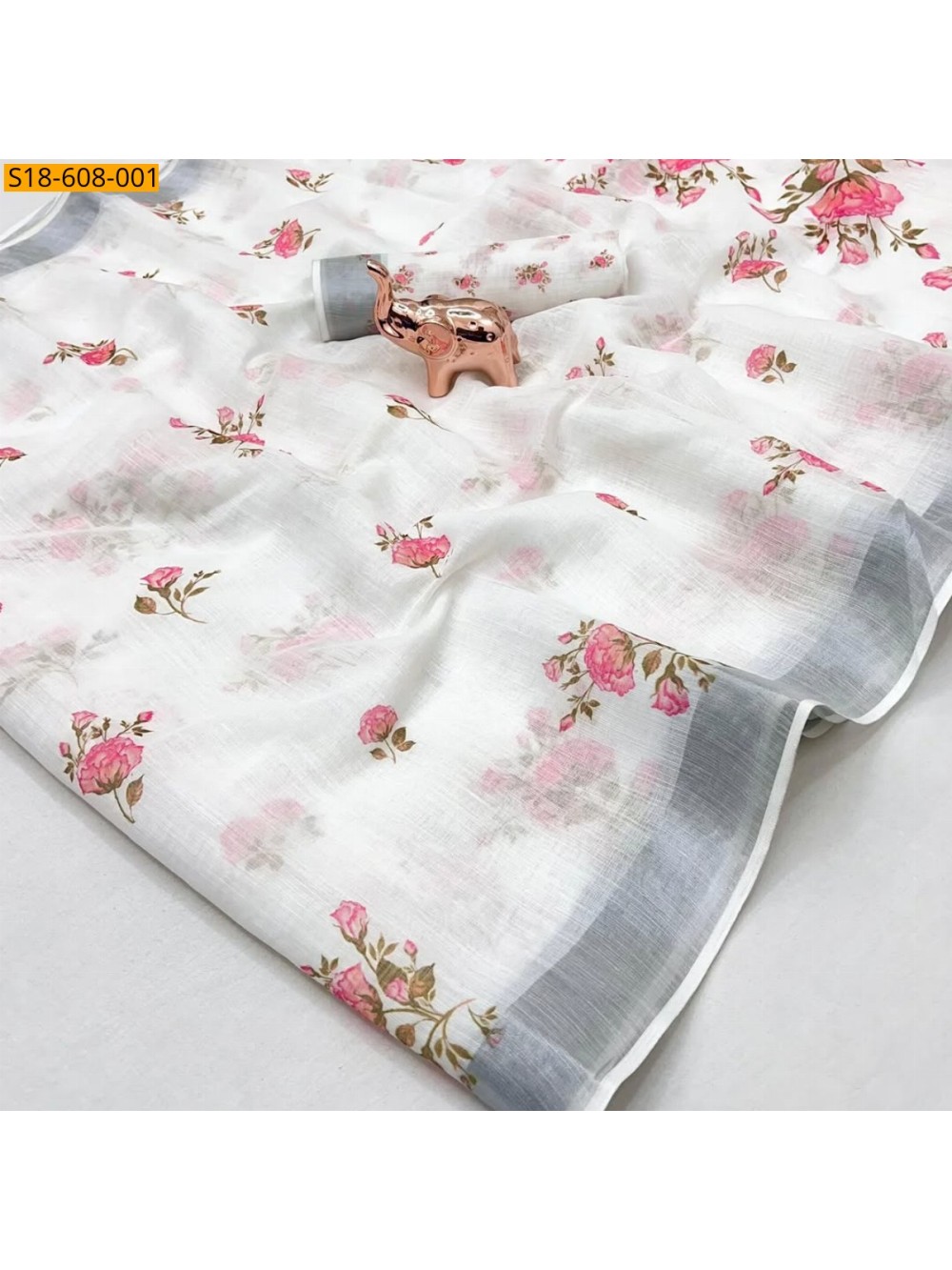 Linen cotton printed saree 