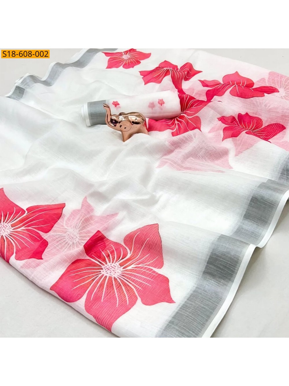 Linen cotton printed saree 