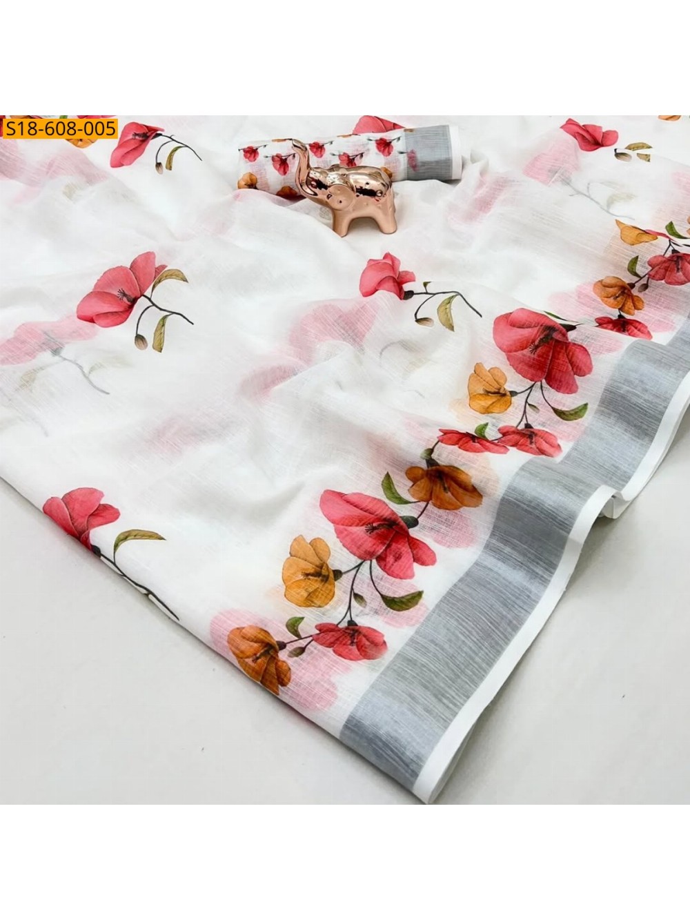 Linen cotton printed saree 