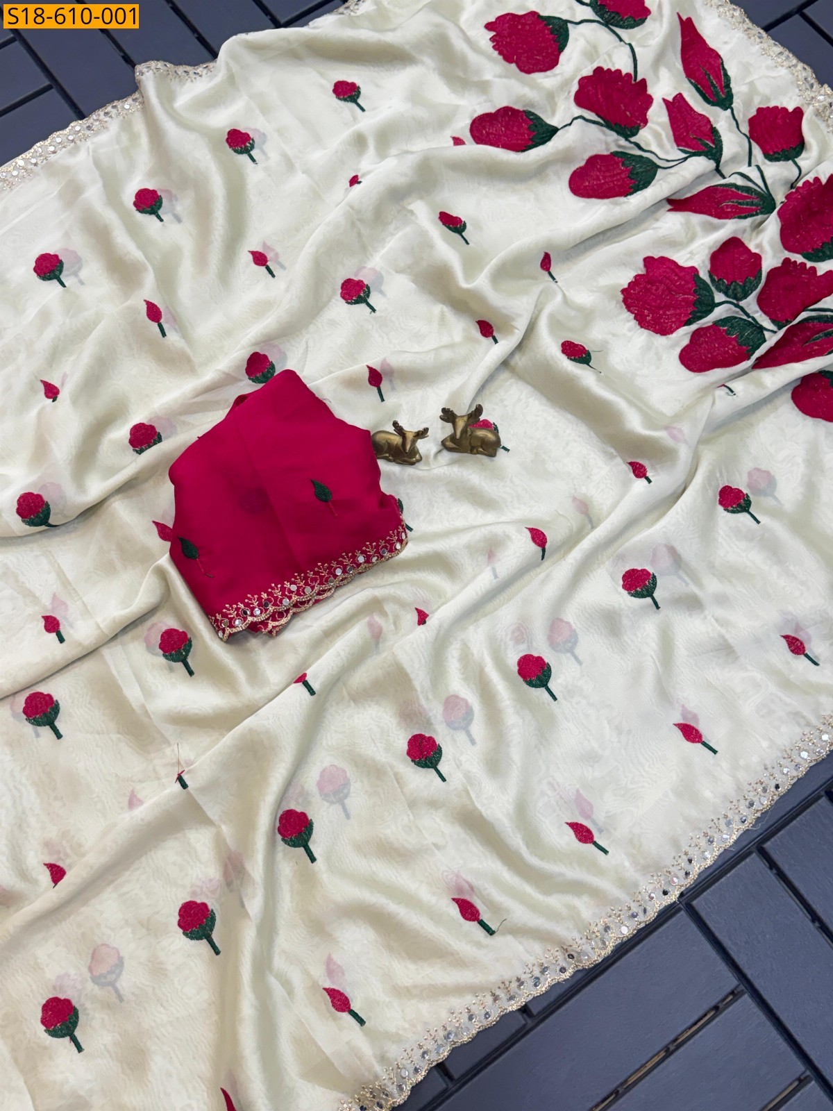 Half White Fancy Rangoli silk saree