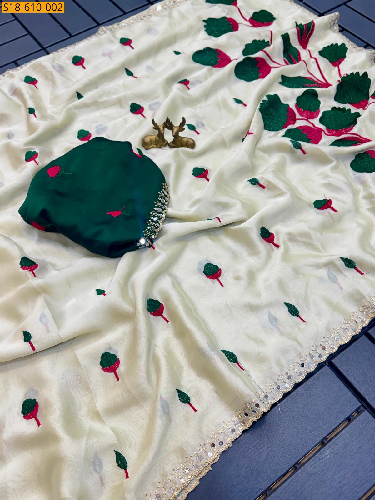 Half White Fancy Rangoli silk saree