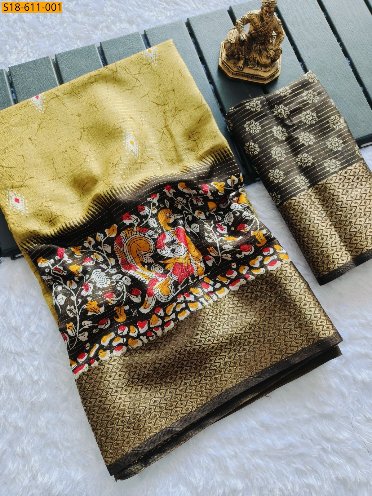 Yellow Fancy Matka silk saree