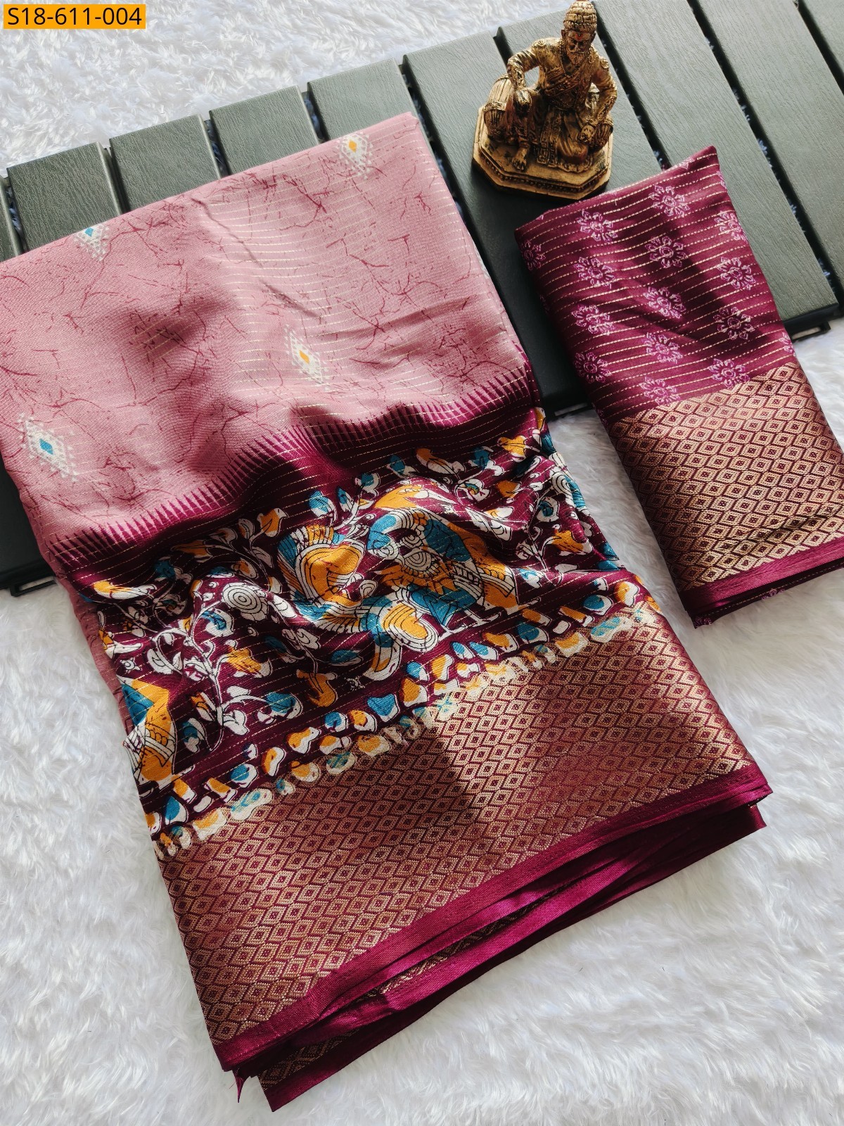 Peach Fancy Matka silk saree