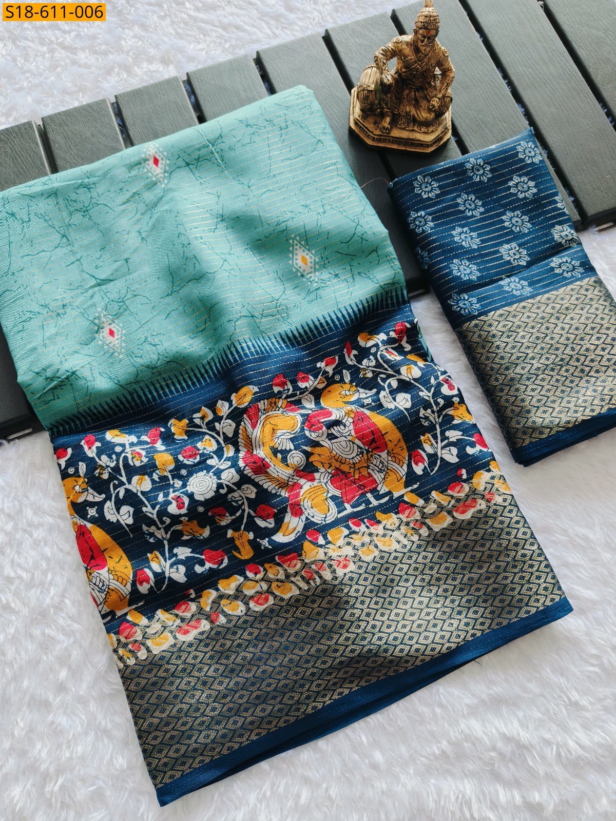 Blue Fancy Matka silk saree