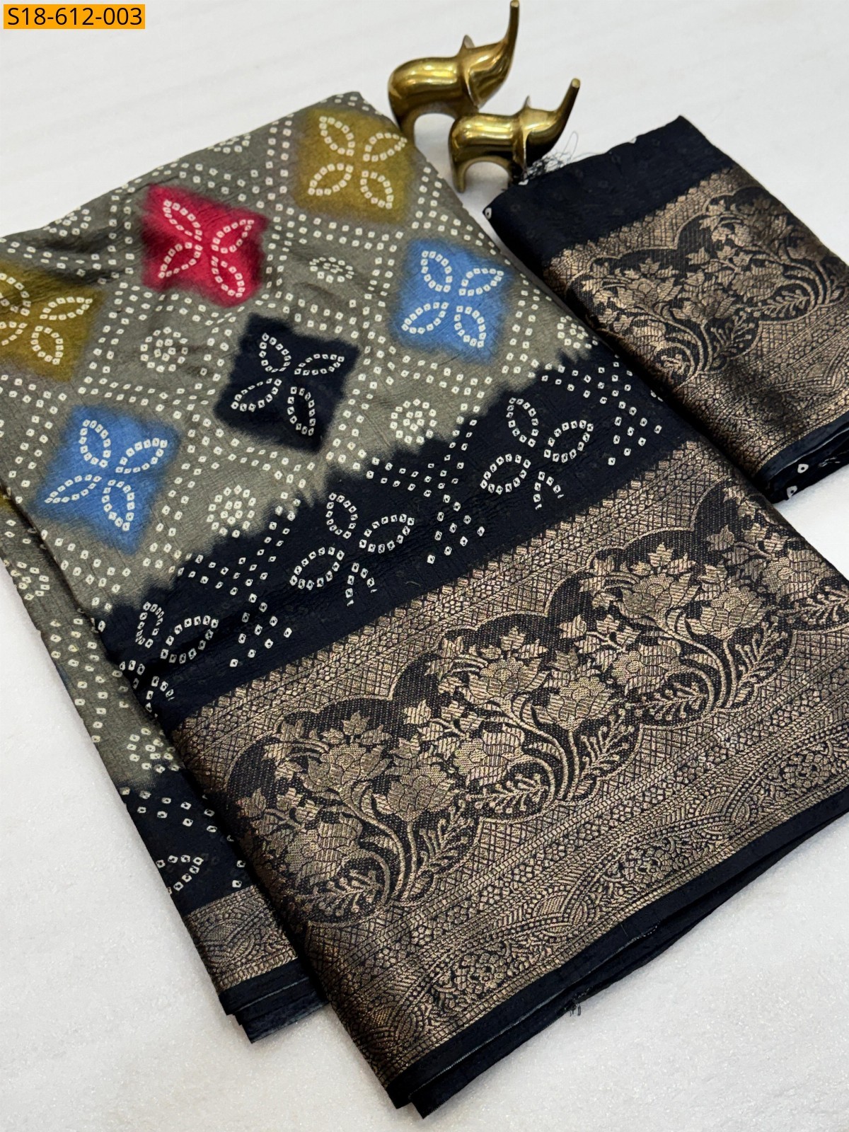 Grey Soft Crush Dola Silk Saree