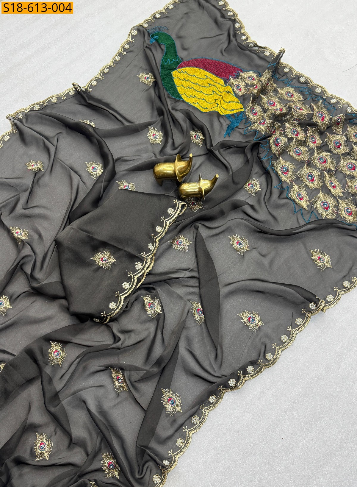 Gray Soft Rangoli Silk Saree