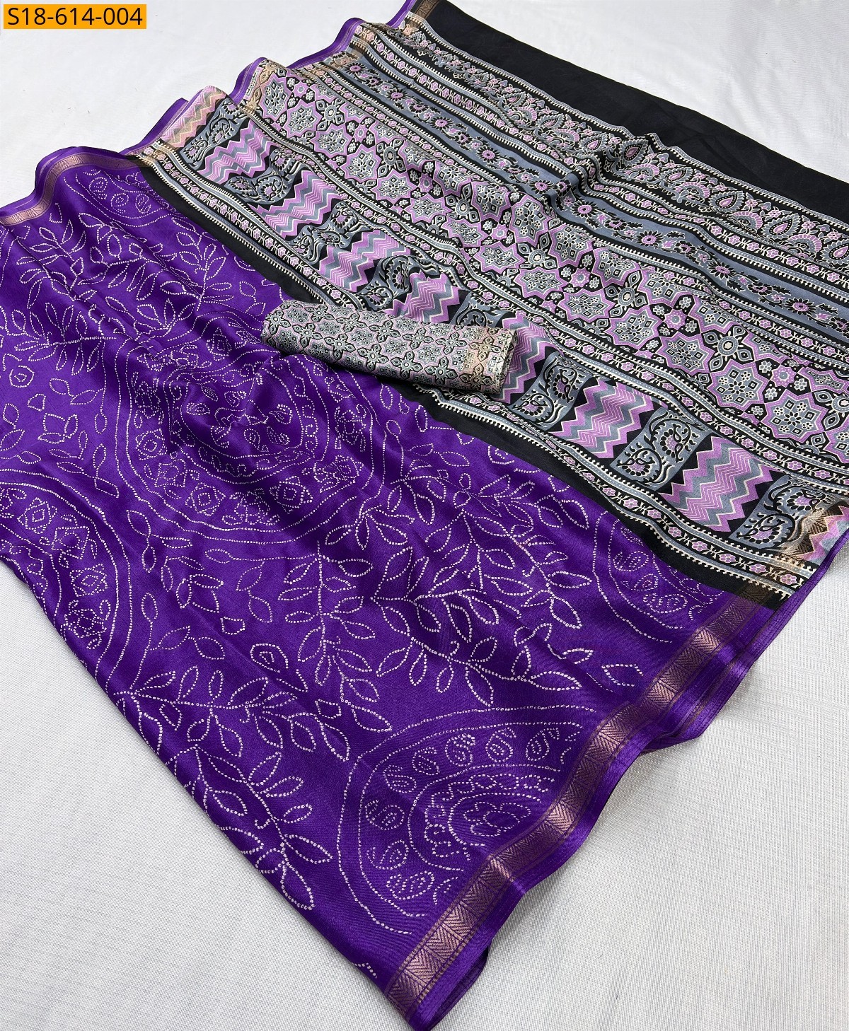Violet Fancy Mulmul Cotton Saree