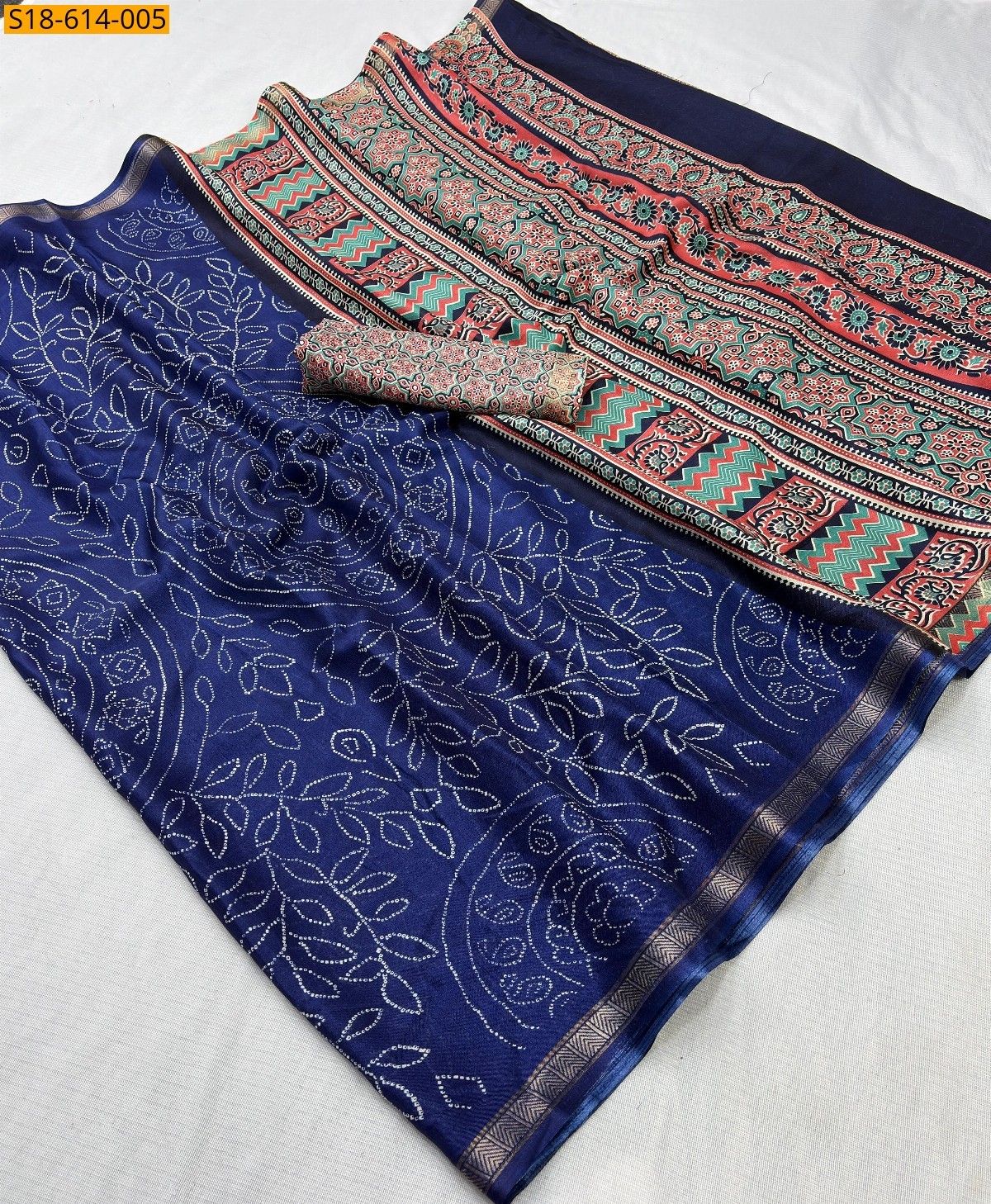 Blue Fancy Mulmul Cotton Saree