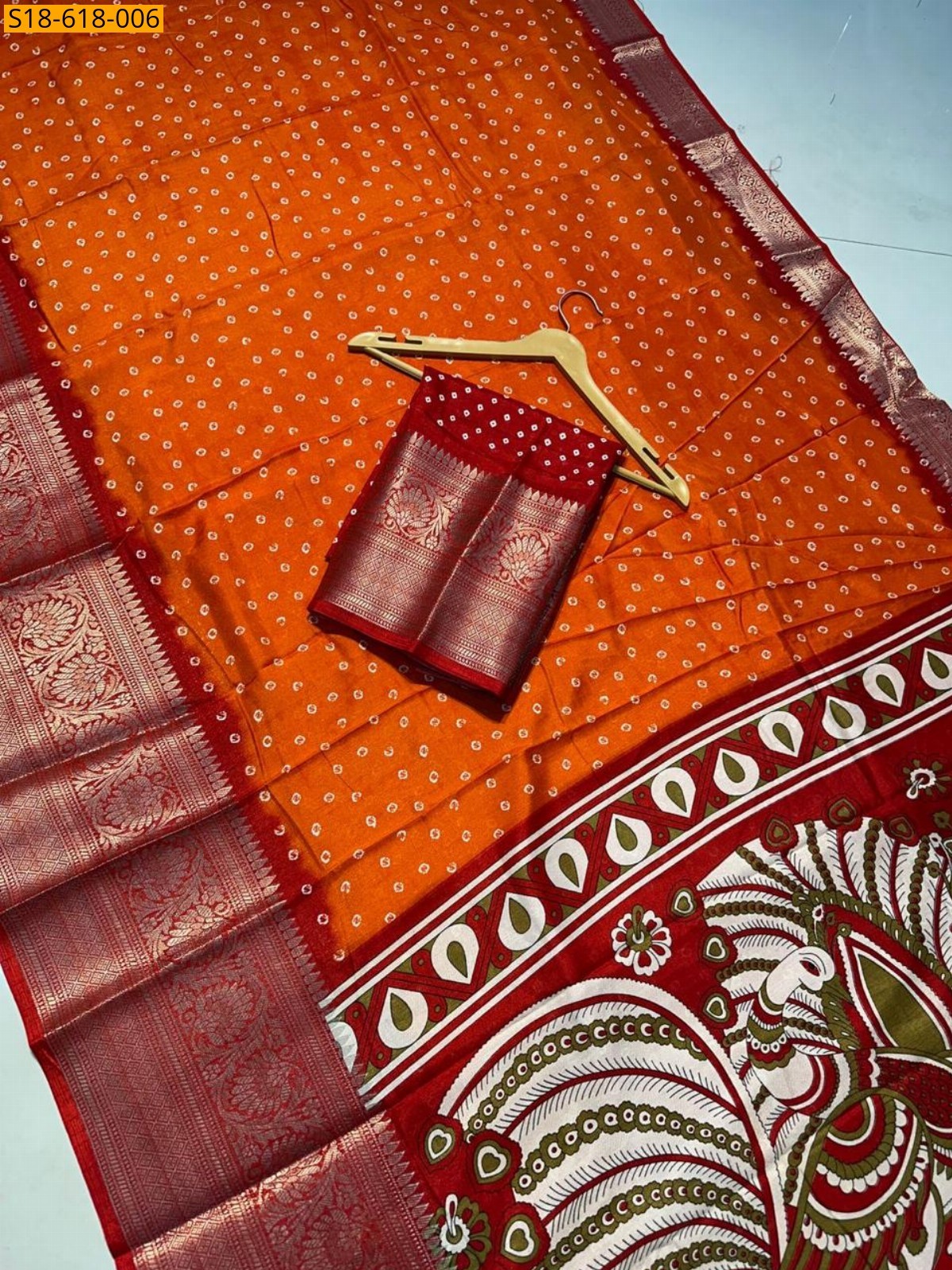 Orange Fancy Dola silk sarees