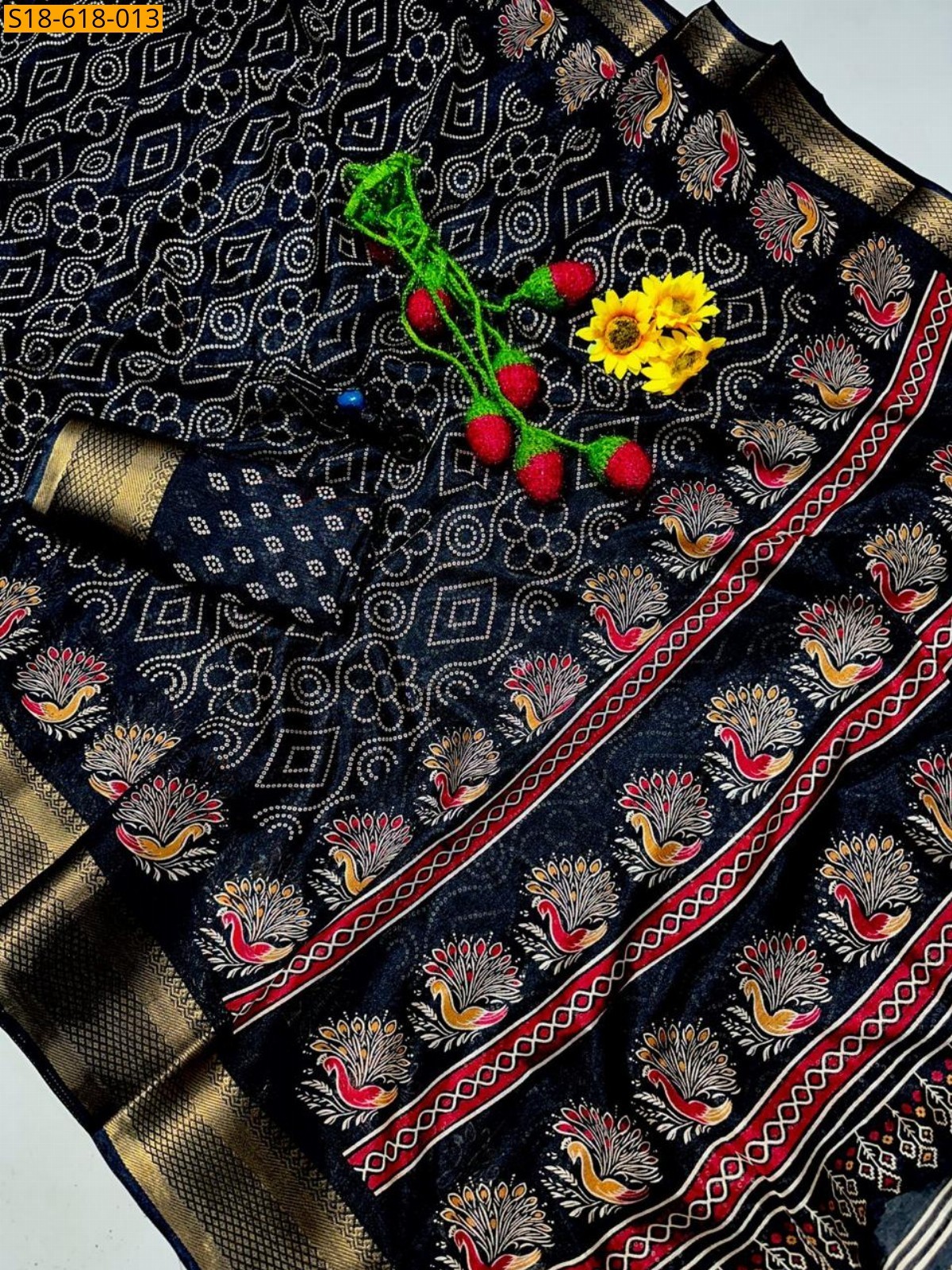 Black Fancy Dola silk sarees