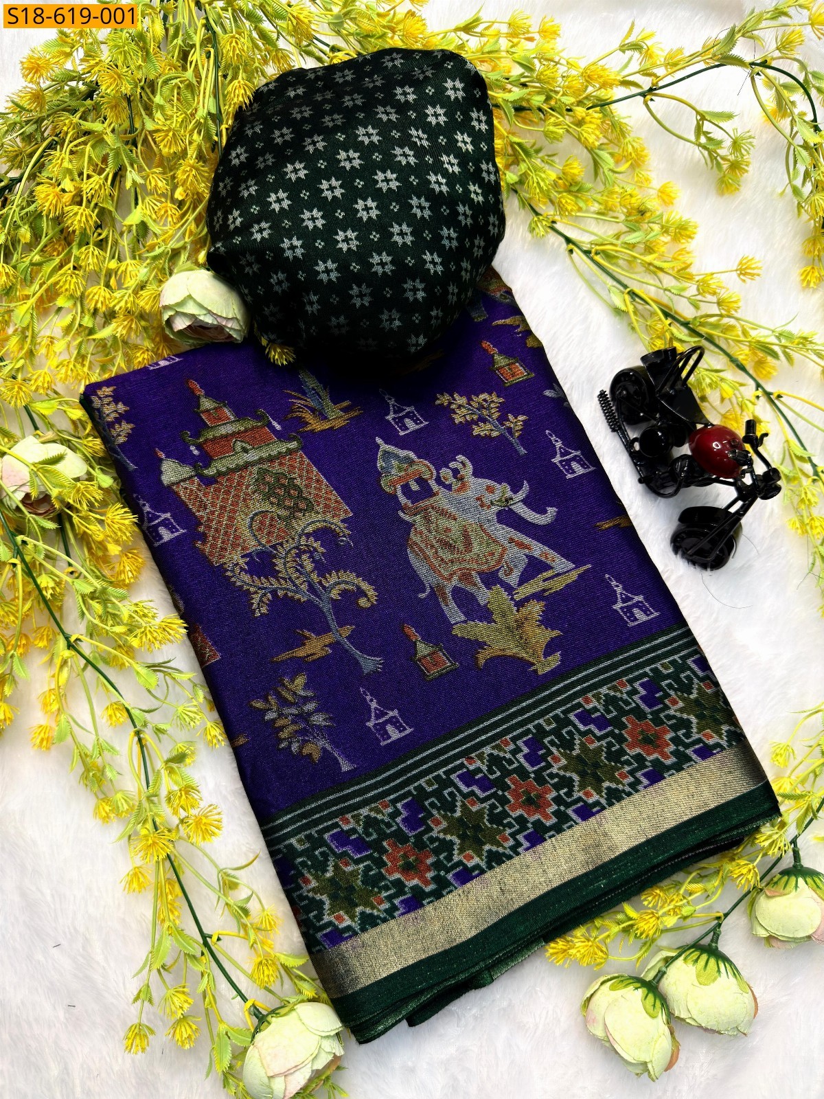 Navy Blue Soft kashmiri cotton silk sarees