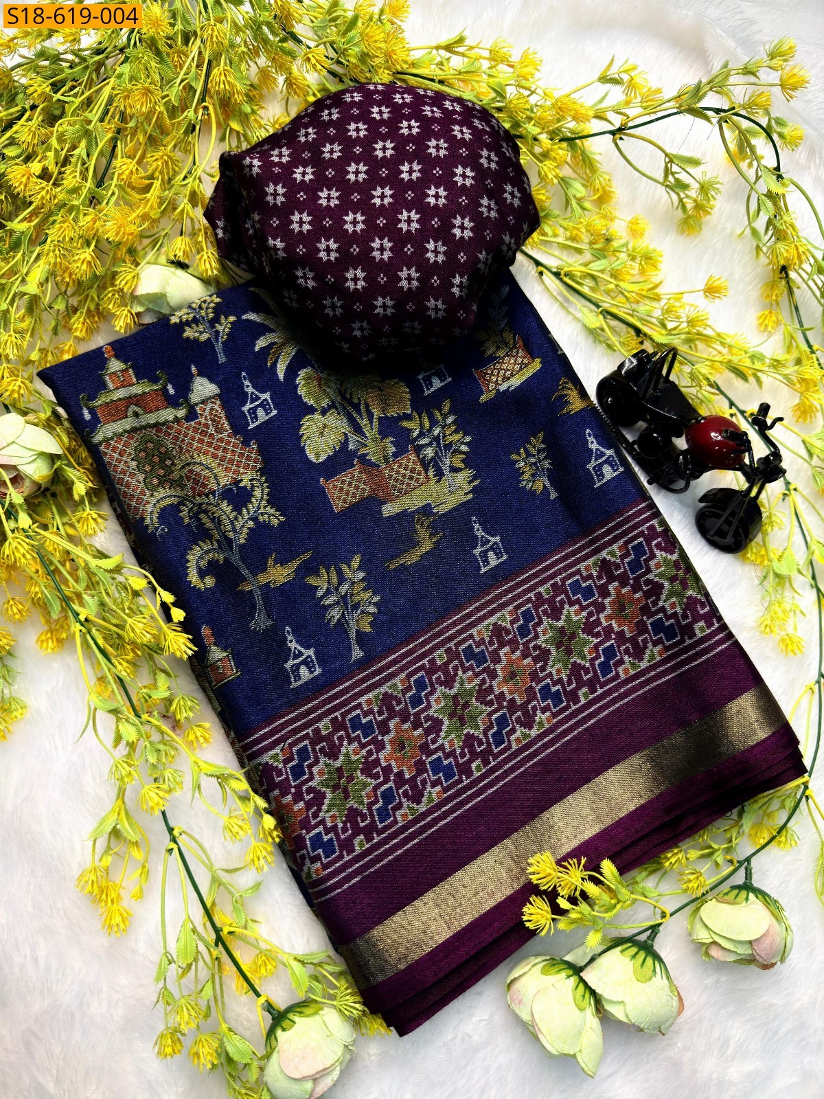 Blue Soft kashmiri cotton silk sarees