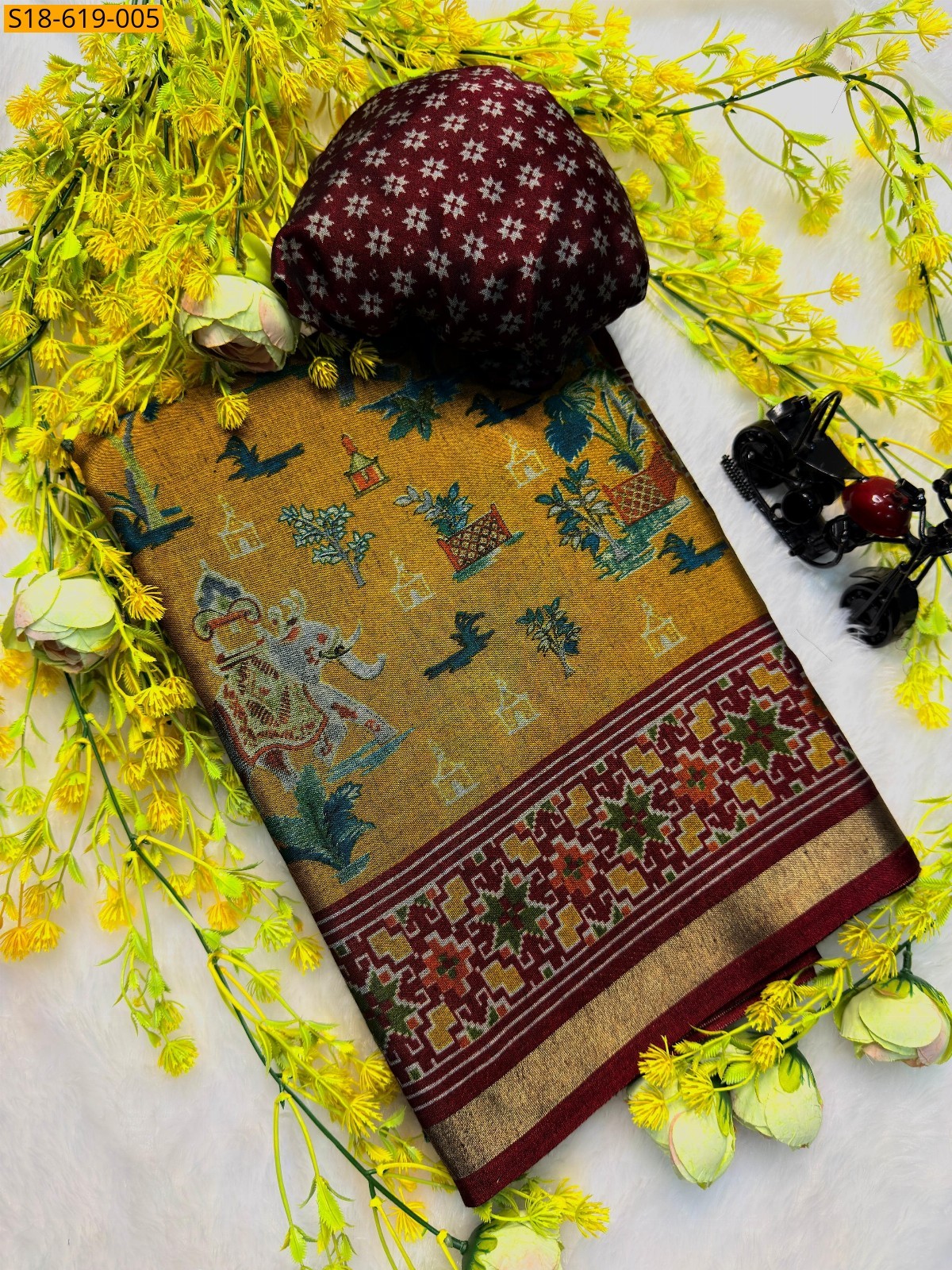 Mustard yellow Soft kashmiri cotton silk sarees