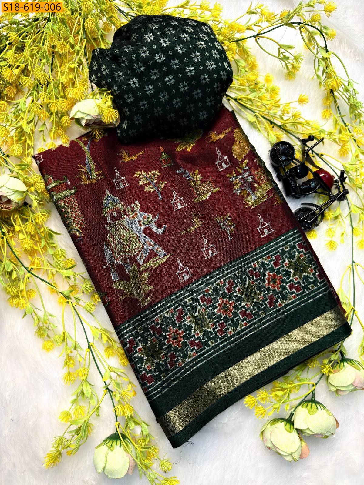 Maroon Soft kashmiri cotton silk sarees