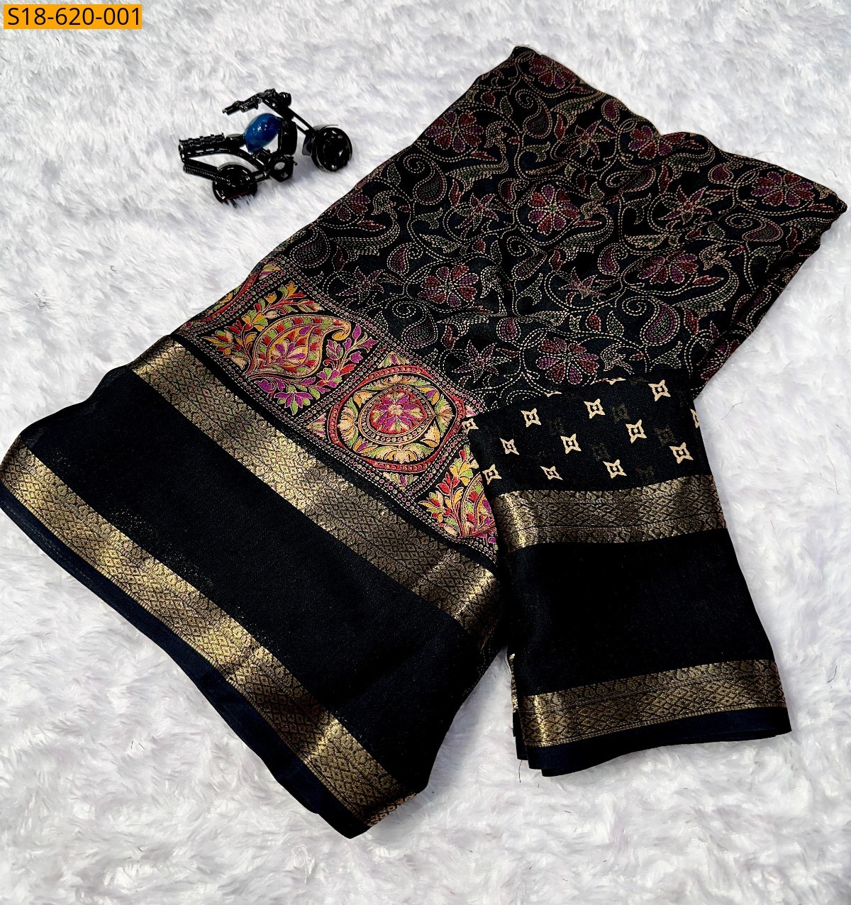 Black Soft georgette printed sarees