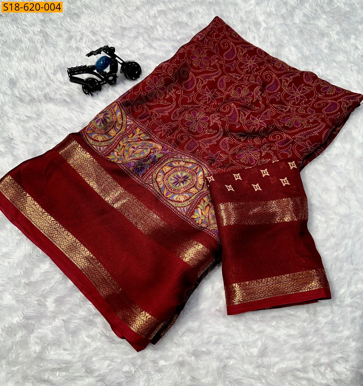 Red Soft georgette printed sarees