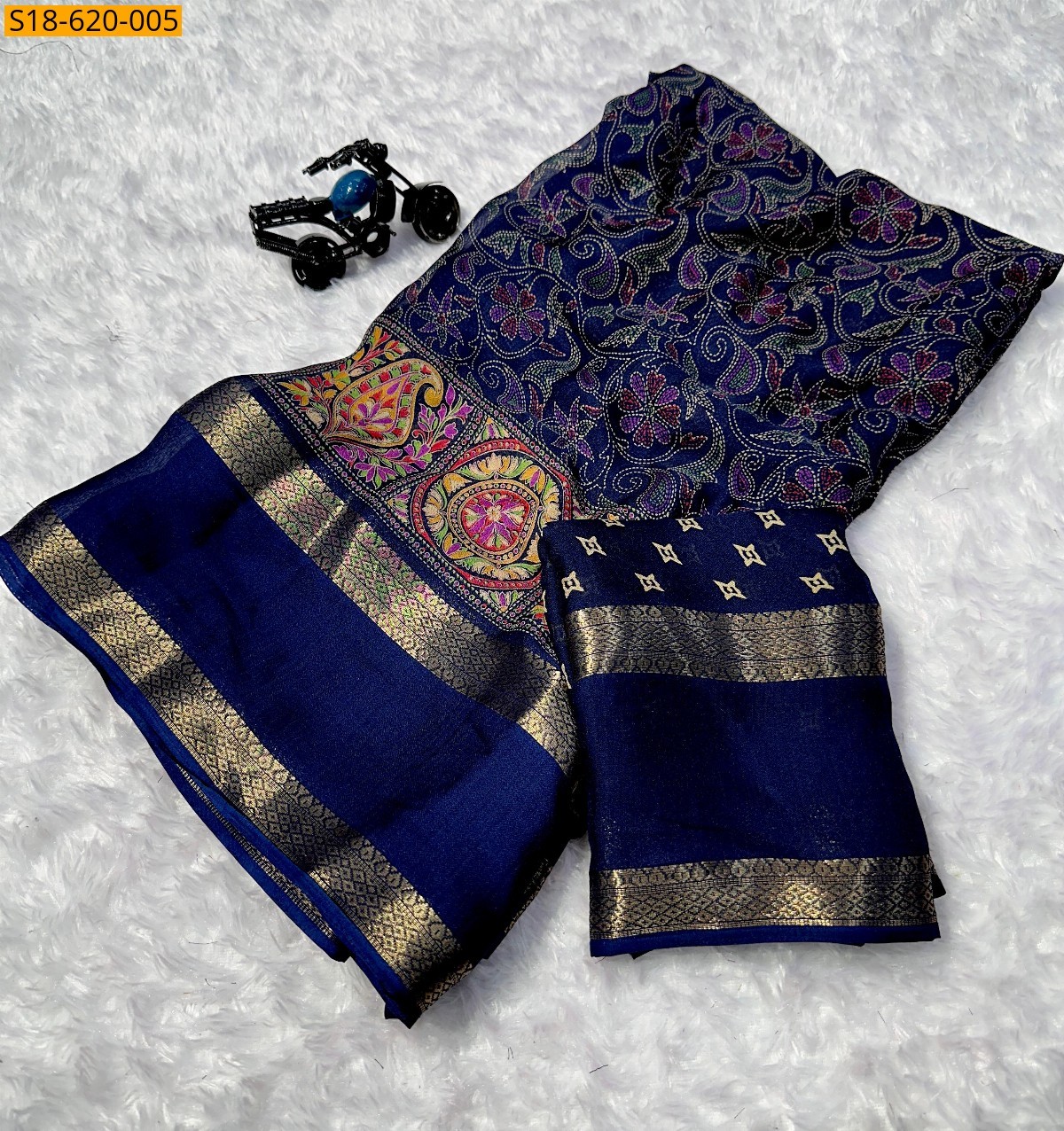 Navy Blue Soft georgette printed sarees
