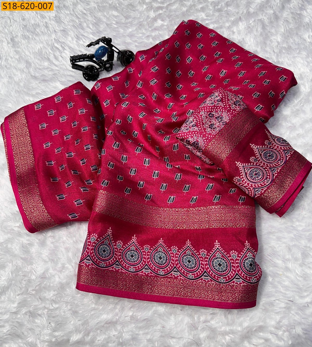 Cherry Red Soft georgette printed sarees