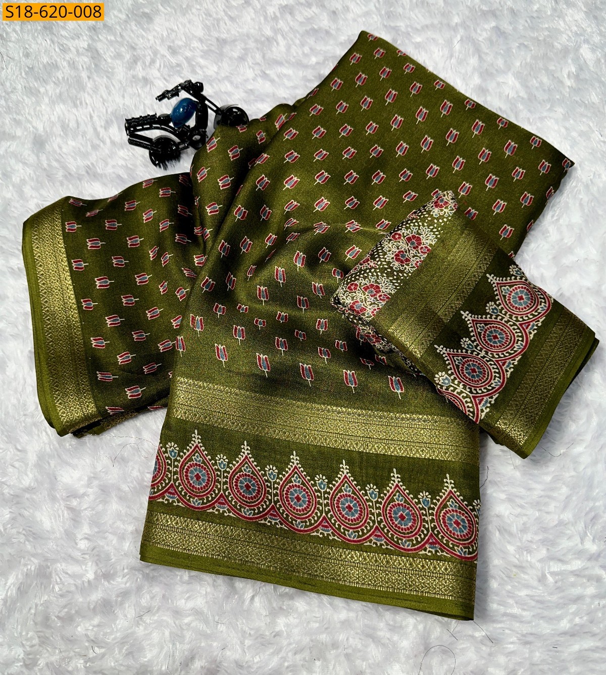 Light Green Soft georgette printed sarees