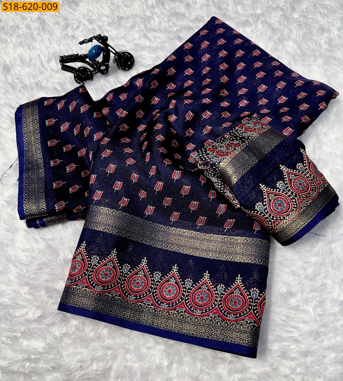 Navy Blue Soft georgette printed sarees