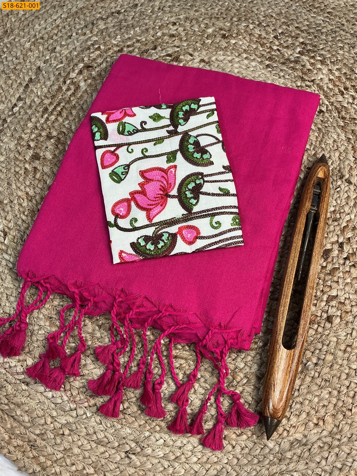 Pink Fancy Khadi cotton Saree