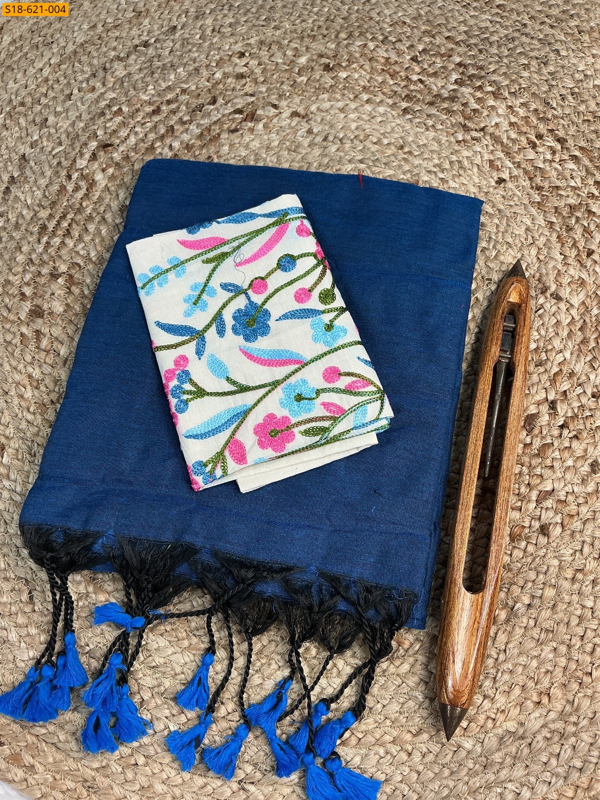 Royal Blue Fancy Khadi cotton Saree