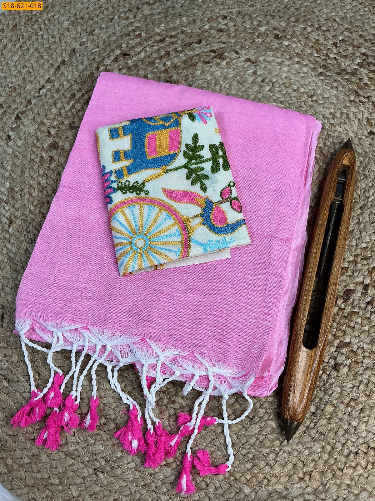 Rose Fancy Khadi cotton Saree