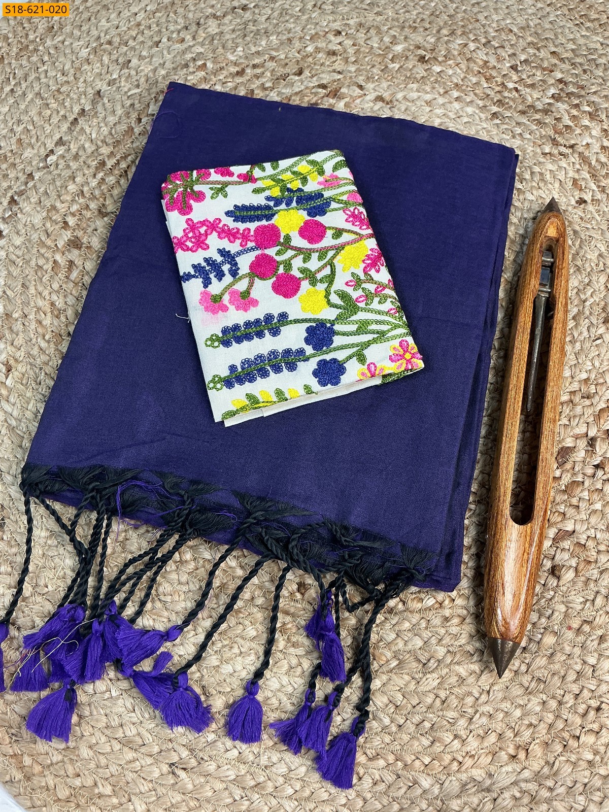 Dark Purple Fancy Khadi cotton Saree