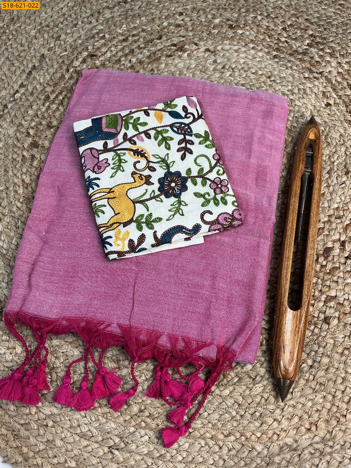 Rose Fancy Khadi cotton Saree