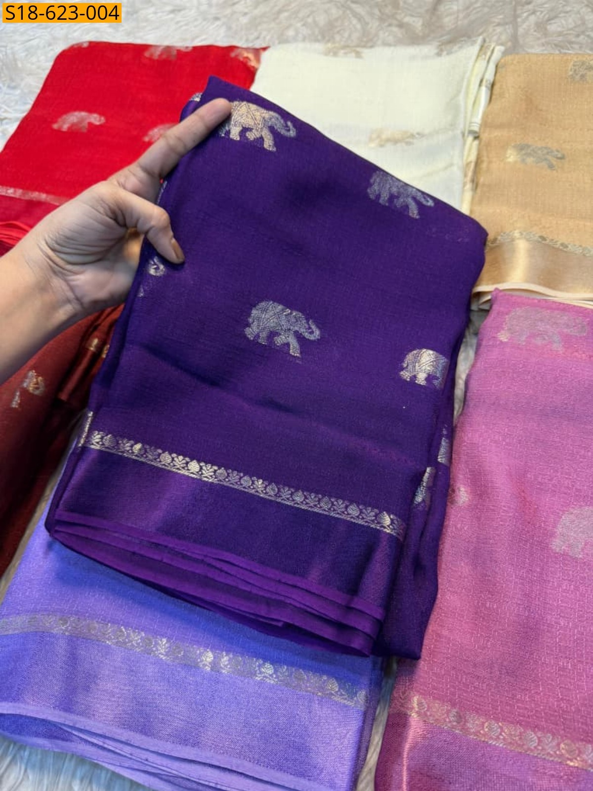 Violet Viscose jute khadi sarees