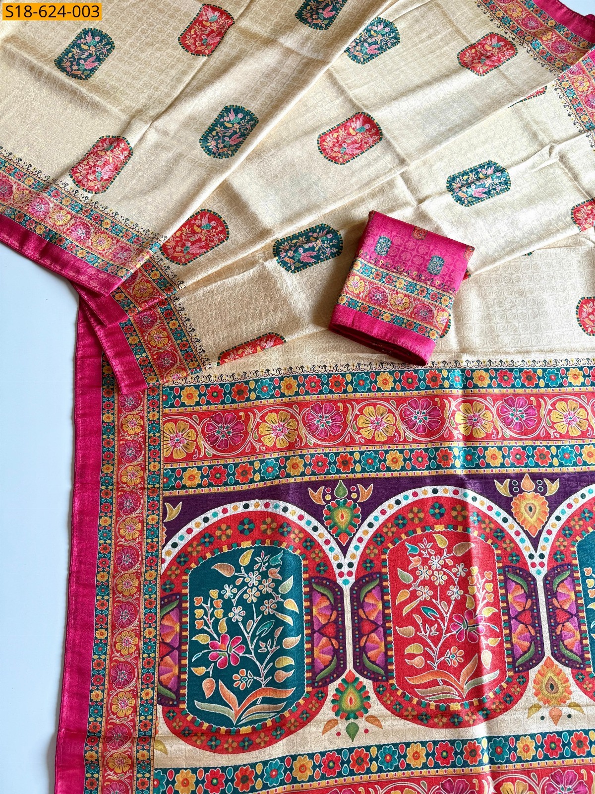 Sandal Soft silk pashmina print sarees