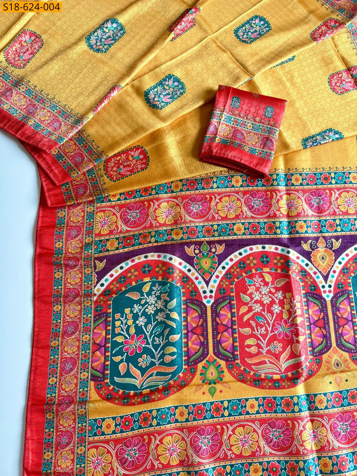 Yellow Soft silk pashmina print sarees