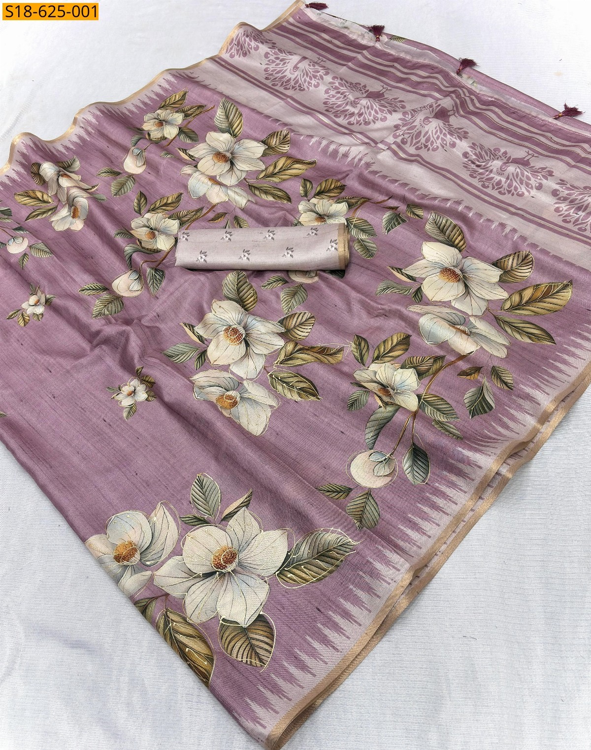 Lavendar Tussar silk sarees