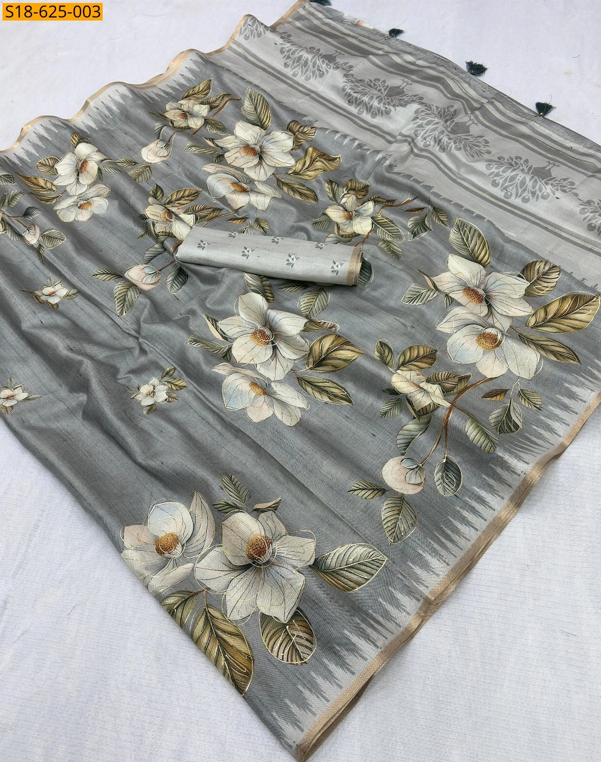 Grey Tussar silk sarees