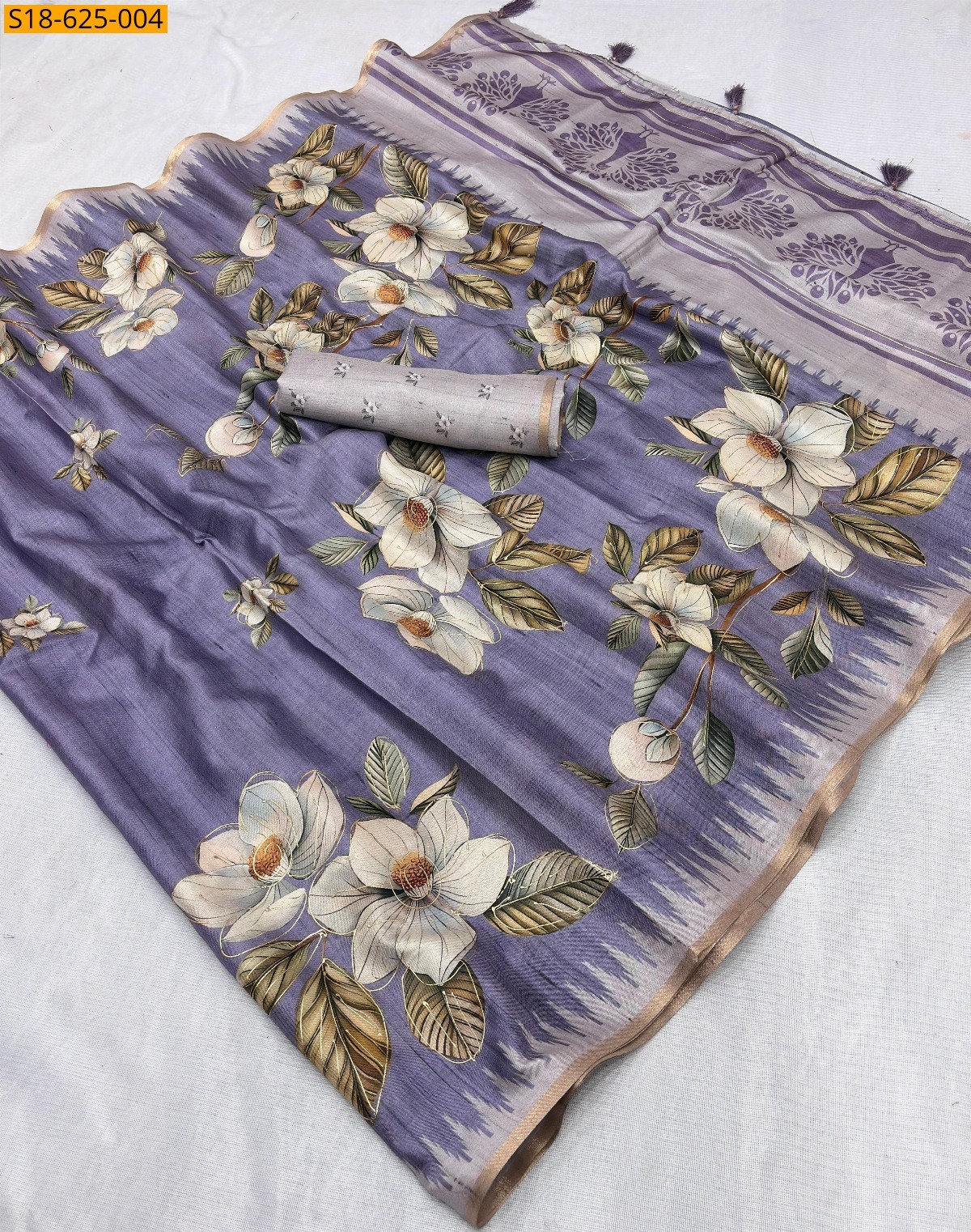 Lavendar Tussar silk sarees